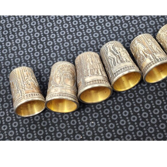 Antique Simons Bros. Sterling Silver Thimble Lot of 8 – U.S. State Series (.925) - Picture 8 of 11